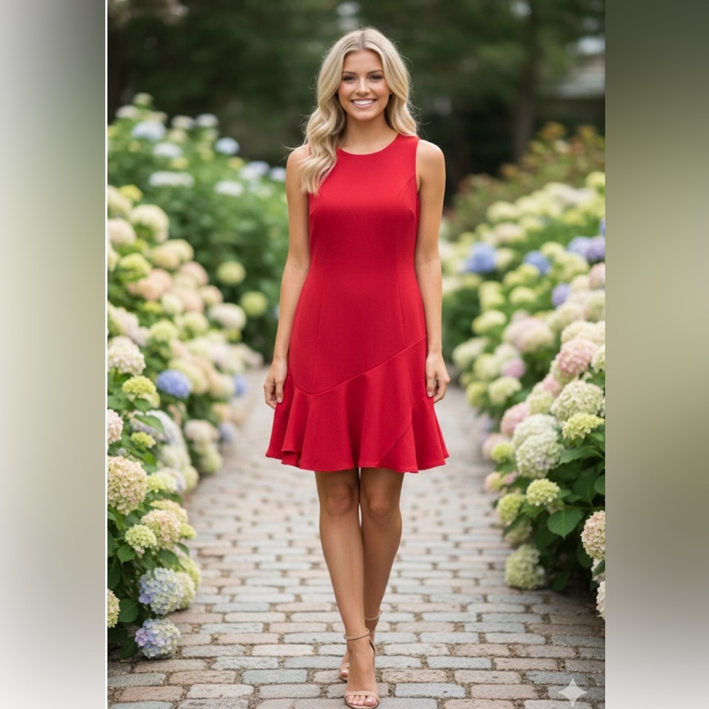 Sam Edelman red ruffle hem dress size 10